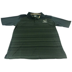 Champion NCAA‎ USF Bulls Men's Polo Shirt Medium Green Striped Short Sleeve